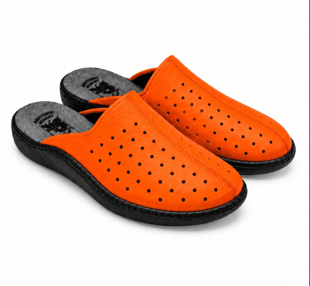 Oranžni usnjeni natikači Pavel Jazbec